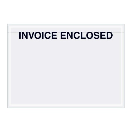 Box Packaging Panel Face Envelopes, "Invoice Enclosed" Print, 7"L x 5"W, Clear, 1000/Pack PL481